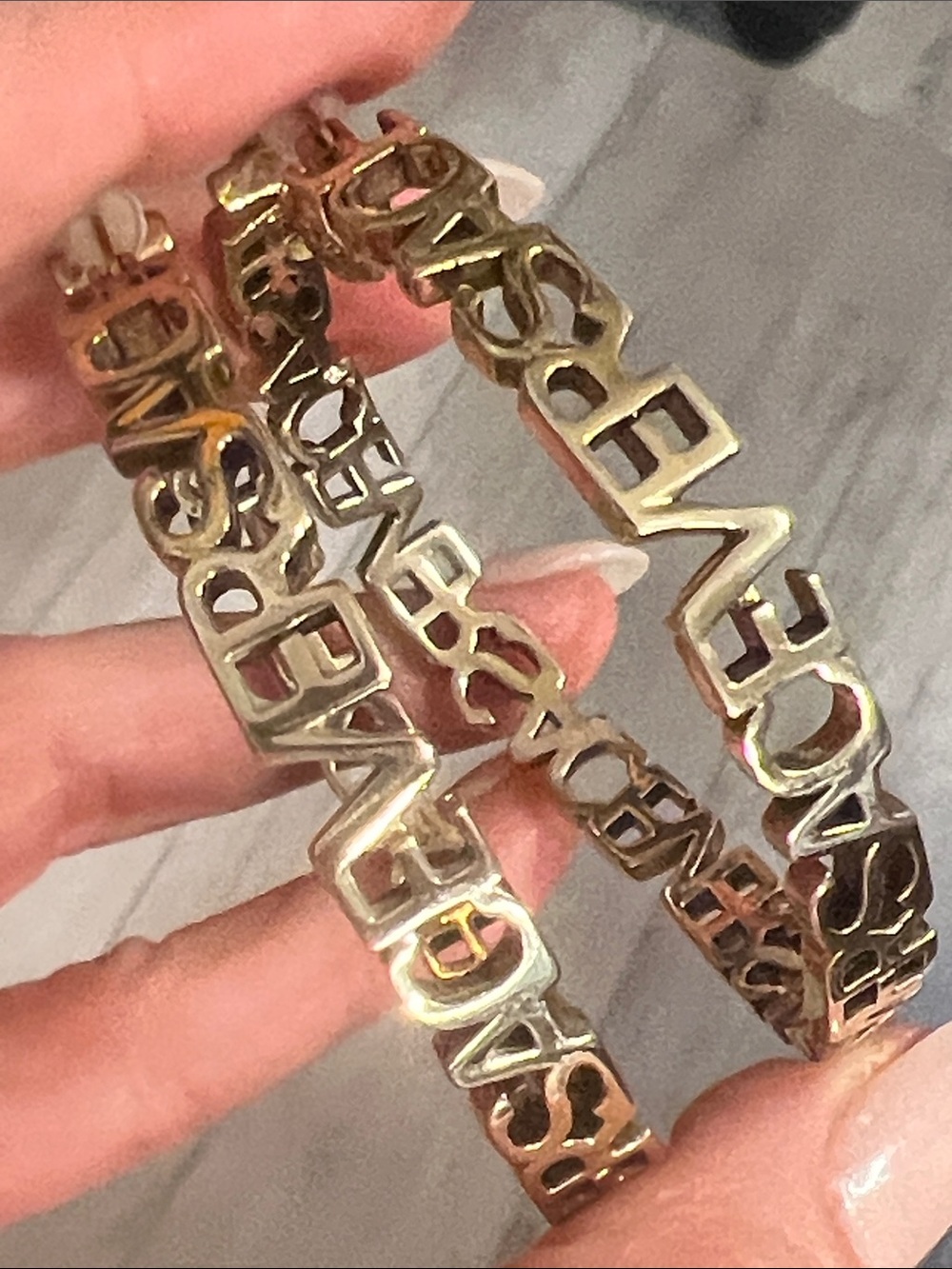 Gold Letter-Logo Hoop Earrings